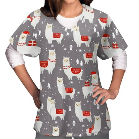 Women s Christmas Scrub_Tops Short Sleeve V Neck Working Uniforms Xmas Snowman Printed Holiday Tunic Tops with Pockets
Women s Christmas Scrub_Tops Short Sleeve V Neck Working Uniforms Xmas Snowman Printed Holiday Tunic Tops with Pockets
