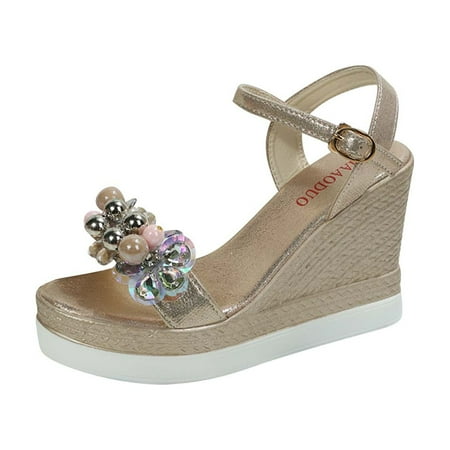 Summer Saving Clearance! Kukoosong Sandals Women Open Toe Casual Shoes Rhinestone Comfortable Platform Wedge Sandals Shoes Wedge Sandals for Women Gold 39
Summer Saving Clearance! Kukoosong Sandals Women Open Toe Casual Shoes Rhinestone Comfortable Platform Wedge Sandals Shoes Wedge Sandals for Women Gold 39