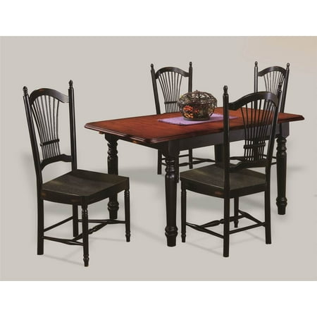 5 Pc Butterfly Leaf Dining Table Set (Black & Cherry)