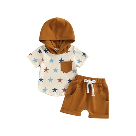 Wassery 4th of July Toddle Boys Shorts Set Star Print Short Sleeve Hooded Tank Tops+ Solid Color Drawstring Shorts 2Pcs Summer Casual Outfit for Baby Boys 3M-3T 
Wassery 4th of July Toddle Boys Shorts Set Star Print Short Sleeve Hooded Tank Tops+ Solid Color Drawstring Shorts 2Pcs Summer Casual Outfit for Baby Boys 3M-3T