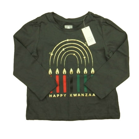 Pre-owned Gap Girls Gray Happy Kwanza Long Sleeve T-Shirt size: 3T