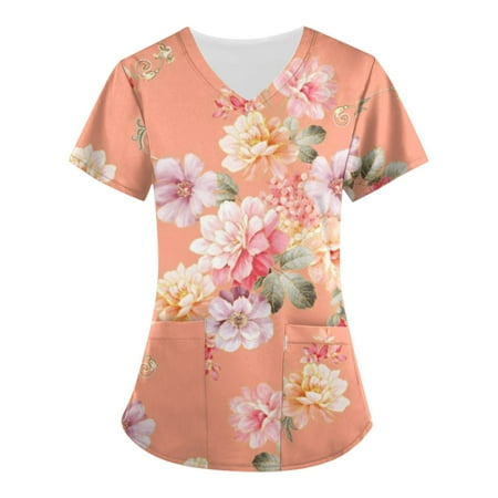 CHMORA Scrub Tops Women Print Print Nurse Uniforms for Women Short Sleeve V-Neck Shirts Tee Tops with Pockets
CHMORA Scrub Tops Women Print Print Nurse Uniforms for Women Short Sleeve V-Neck Shirts Tee Tops with Pockets