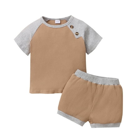 Kucnuzki 18 Months Baby Boy Summer Outfits Shorts Sets 24 Months Short Sleeve Color-Block Pit Stripe Cozy T-Shirt Tops Elastic Cozy Shorts 2PCS Set Khaki
Kucnuzki 18 Months Baby Boy Summer Outfits Shorts Sets 24 Months Short Sleeve Color-Block Pit Stripe Cozy T-Shirt Tops Elastic Cozy Shorts 2PCS Set Khaki