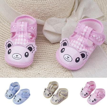 SPRING PARK Newborn Baby Cartoon Bear Anti-Slip Shoes Toddler Kids Soft Sole Single Shoe