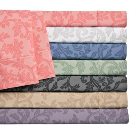 Home Styles Cotton Rich Damask Sheet Set Twin - Taupe