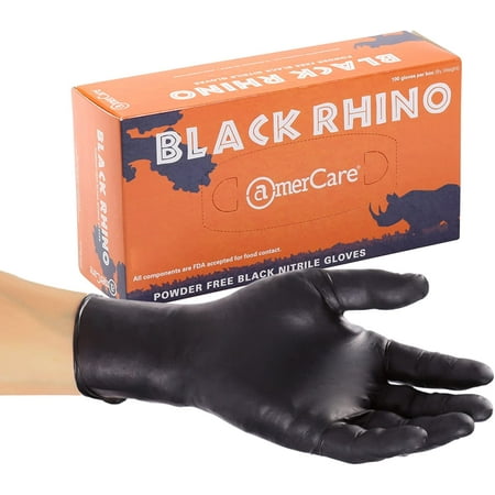 AmerCare Black Rhino Powder Free Nitrile Gloves Large