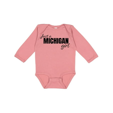 Inktastic Just a Michigan Born and Raised Gift Baby Girl Long Sleeve Bodysuit