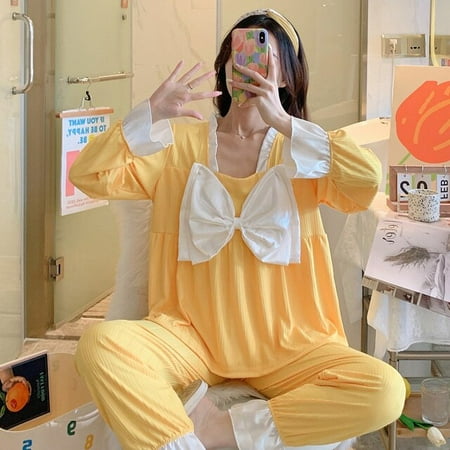 PIKADINGNIS New Womens Pajamas Set Spring Autumn Night Homewear Suit Girls Sleepwear Bow Pijamas Homepwear Pyjamas Kawaii Pj Sets
PIKADINGNIS New Womens Pajamas Set Spring Autumn Night Homewear Suit Girls Sleepwear Bow Pijamas Homepwear Pyjamas Kawaii Pj Sets