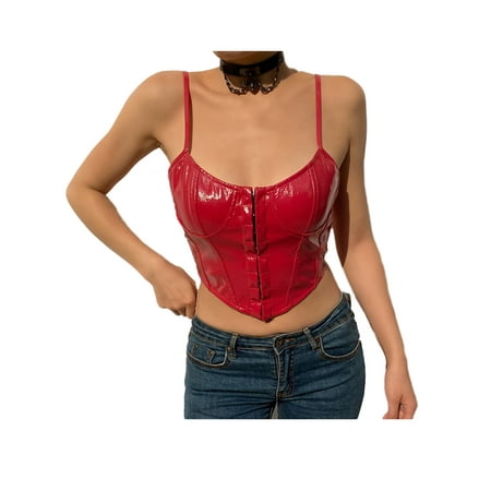 Women s Corset Low-cut Bustier Sling PU Crop Top Punk Rock Style Vest Streetwear Party Bralette
Women s Corset Low-cut Bustier Sling PU Crop Top Punk Rock Style Vest Streetwear Party Bralette