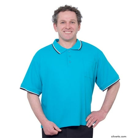SilvertS 507100601 Adaptive Clothing Men Polo Shirt, Aqua - Small