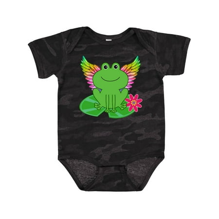 Inktastic Frog Lily Pad Wings Gift Baby Girl Bodysuit