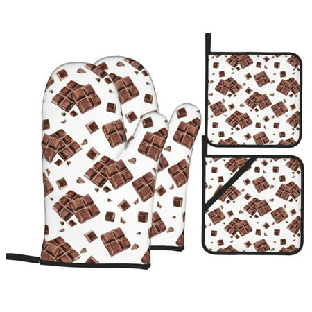 Oven Mitts and Pot Holders 4 Piece Chocolate Print No.J98 High Heat Slip Resistant Oven Mitt and Trivets Set Kitchen Oven Glove Pot Holders for Cooking Baking Grilling 
Oven Mitts and Pot Holders 4 Piece Chocolate Print No.J98 High Heat Slip Resistant Oven Mitt and Trivets Set Kitchen Oven Glove Pot Holders for Cooking Baking Grilling