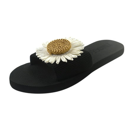 Women Beach Breathable Flowers Sandals Home Slipper Flip-Flops Flat Shoes