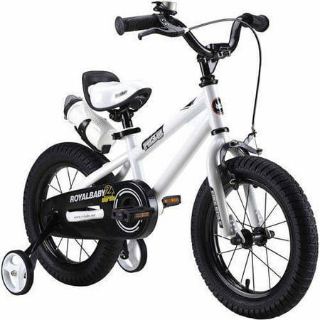 RoyalBaby BMX Freestyle Kids Bike, Boy's Bikes and Girl's Bikes with training wheels, Gifts for children, 12 inch wheels, White