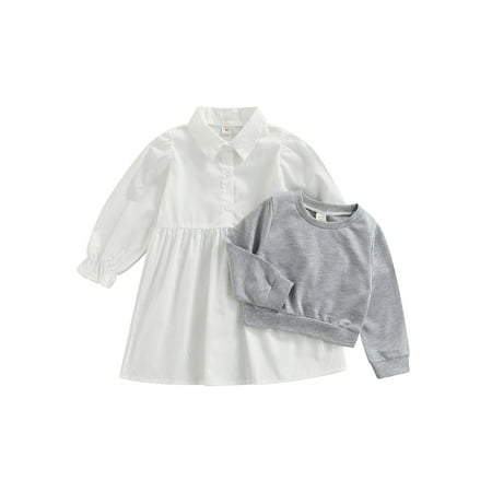 Gureui 2pcs Fall Kids Baby Girl Clothes Set Casual Solid Color Long Sleeve Round Neck Sweatshirt+White Shirt Dress Outfits
Gureui 2pcs Fall Kids Baby Girl Clothes Set Casual Solid Color Long Sleeve Round Neck Sweatshirt+White Shirt Dress Outfits