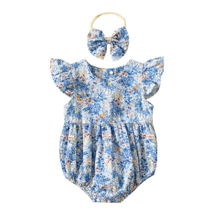 Sunisery 2Pcs Toddler Infant Baby Girls Romper Flying Sleeve Floral Printed One Piece Jumpsuit + Bowknot Headband Blue 18-24 Months
Sunisery 2Pcs Toddler Infant Baby Girls Romper Flying Sleeve Floral Printed One Piece Jumpsuit + Bowknot Headband Blue 18-24 Months