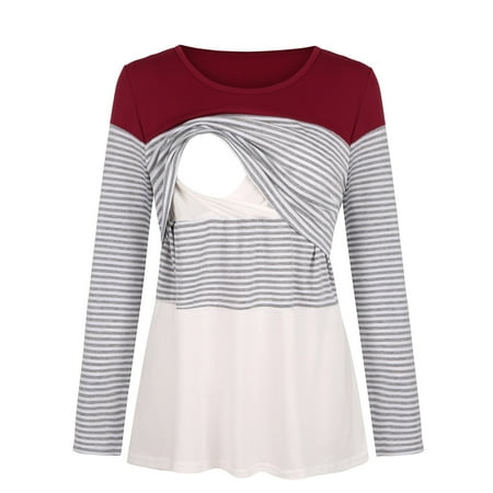 Tangnade Womens Maternity Long Sleeve Striped Print Tops Blouse For Breastfeeding Maternity Tops
Tangnade Womens Maternity Long Sleeve Striped Print Tops Blouse For Breastfeeding Maternity Tops