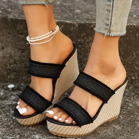 Uinagy Women s Summer Fashion Open Toe Thick Bottom Slope Heel Denim Sandals Slippers Casual Comfortable Out Beach Slippers
Uinagy Women s Summer Fashion Open Toe Thick Bottom Slope Heel Denim Sandals Slippers Casual Comfortable Out Beach Slippers