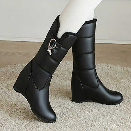 UIX Ladies Fashion Solid Color Leather Bow Metal Button Cotton Boots Plush Wedge Heel Thick Soled Medium Boots
UIX Ladies Fashion Solid Color Leather Bow Metal Button Cotton Boots Plush Wedge Heel Thick Soled Medium Boots
