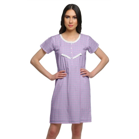 Moomaya Cotton Lace Neckline Sleepwear For Women Button Placket Nightdress
Moomaya Cotton Lace Neckline Sleepwear For Women Button Placket Nightdress