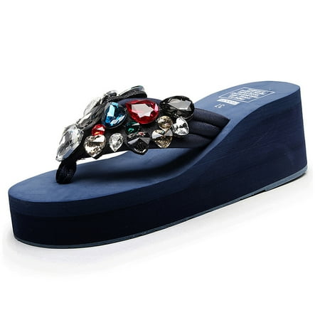 Gzztg Slippers for Women Ladies Girls Solid Wedges Crystal Flip Flops Sandals Slippers Beach Shoes 
Gzztg Slippers for Women Ladies Girls Solid Wedges Crystal Flip Flops Sandals Slippers Beach Shoes