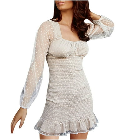 Charella Fashion Casual Women s Square-Neck Long Sleeve See-Through Pencil Skirt Mid Skirt Dress Beige S
Charella Fashion Casual Women s Square-Neck Long Sleeve See-Through Pencil Skirt Mid Skirt Dress Beige S