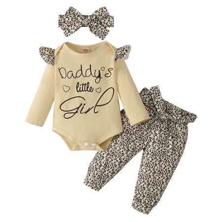 KIMI BEAR Baby Girls Romper Outfits 3 Months Newborn Girls Fall Winter Clothing Set Letter Print Long Sleeve Jumpsuit Leopard Pants Headband 3PCs Set 3-6 Months Apricot
KIMI BEAR Baby Girls Romper Outfits 3 Months Newborn Girls Fall Winter Clothing Set Letter Print Long Sleeve Jumpsuit Leopard Pants Headband 3PCs Set 3-6 Months Apricot