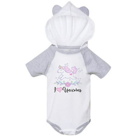 Inktastic I Love Unicorns Cute Girls Gift Baby Girl Bodysuit