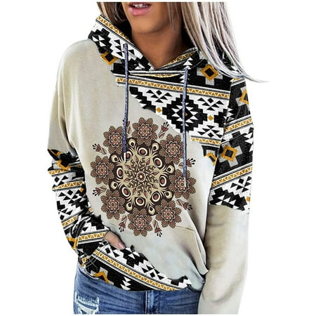 Ziloco Women Geometric Print Sweatshirt Hooded Stitching Printed Loose Tops Blouse corset tops tops for women Brown S
Ziloco Women Geometric Print Sweatshirt Hooded Stitching Printed Loose Tops Blouse corset tops tops for women Brown S