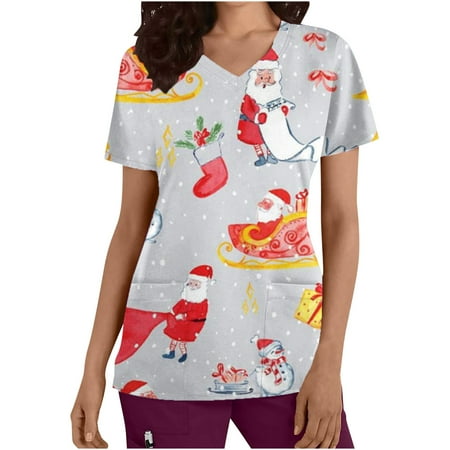 Women s Scrub Tops Casual Short Sleeve Christmas Graphic V Neck Scrub Shirts Nurse Working Uniforms With Pockets
Women s Scrub Tops Casual Short Sleeve Christmas Graphic V Neck Scrub Shirts Nurse Working Uniforms With Pockets