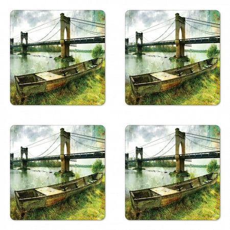 Landscape Coaster Set of 4 Bridge and Old Boat on Riverside Distressed Paint Style Nostalgic City Picture Square Hardboard Gloss Coasters Standard Size Green Grey by Ambesonne
Landscape Coaster Set of 4 Bridge and Old Boat on Riverside Distressed Paint Style Nostalgic City Picture Square Hardboard Gloss Coasters Standard Size Green Grey by Ambesonne