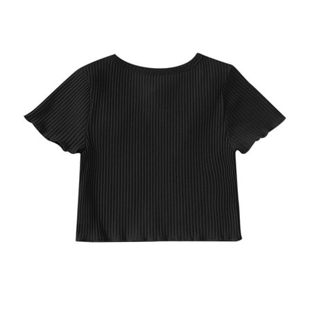 Kids Girls Tops Solid Color Ribbed Short Sleeve T Shirt Child All Season Soft Trendy Leisure Outwear Children s Day Gift
Kids Girls Tops Solid Color Ribbed Short Sleeve T Shirt Child All Season Soft Trendy Leisure Outwear Children s Day Gift