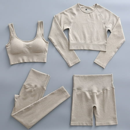 4pcs Womens Yoga Set Fitness Sports Seamless Workout Gym Top & Bra & Leggings & Shorts
4pcs Womens Yoga Set Fitness Sports Seamless Workout Gym Top & Bra & Leggings & Shorts
