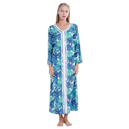 Womens Long Nightgowns V-Neck Nightdress Soft Print Nightdress Long Sleeve Nightshirt Full Length House Dress
Womens Long Nightgowns V-Neck Nightdress Soft Print Nightdress Long Sleeve Nightshirt Full Length House Dress
