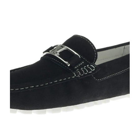 Mens Penny Black Leather Comfort Driving Shoes Luciano