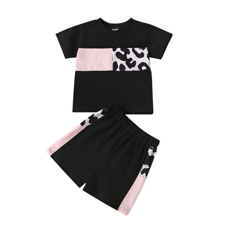 Baby Kids Boys Girls Outfits Leopard Splice Short Sleeve O Neck Casual Tops+Solid Shorts 2PCS Workout Set
Baby Kids Boys Girls Outfits Leopard Splice Short Sleeve O Neck Casual Tops+Solid Shorts 2PCS Workout Set