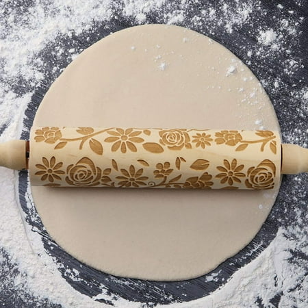 Opvise Exquisite Rolling Pin Labor-saving Wood Flower Pattern Embossing Baking Roller for Daily 4
Opvise Exquisite Rolling Pin Labor-saving Wood Flower Pattern Embossing Baking Roller for Daily 4