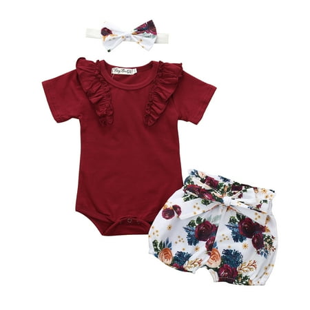 Fanvereka 3Pcs Toddler Baby Girls Summer Shorts Set Ruffle Short Sleeve Romper Jumpsuit Floral Shorts Headband Outfit
Fanvereka 3Pcs Toddler Baby Girls Summer Shorts Set Ruffle Short Sleeve Romper Jumpsuit Floral Shorts Headband Outfit