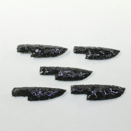 5 Small Obsidian Ornamental Knife Blades #0323 Mountain Man Knife