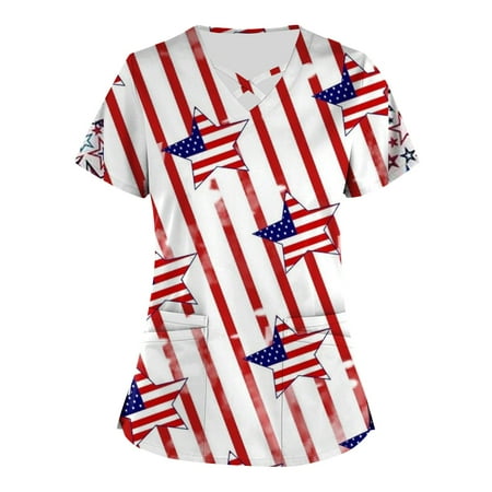 HIMIWAY Fourth of July Clothes Womens Tops Plus Size Independence Day Printed Scrub Working Uniform Tops for Women Cross V-Neck Short Sleeve Fun T-Shirts Workwear Tee with Pockets White XXL
HIMIWAY Fourth of July Clothes Womens Tops Plus Size Independence Day Printed Scrub Working Uniform Tops for Women Cross V-Neck Short Sleeve Fun T-Shirts Workwear Tee with Pockets White XXL