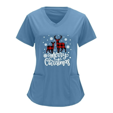 TAIAOJING Scrubs Top for Women V Neck Solid Color Overalls Partial Christmas Printing Solid Color Short Sleeve Overalls Fashion Tunic Top Shirt
TAIAOJING Scrubs Top for Women V Neck Solid Color Overalls Partial Christmas Printing Solid Color Short Sleeve Overalls Fashion Tunic Top Shirt