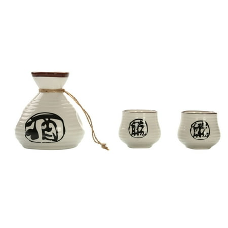 Handmade Ceramic Sake Serving Set of Japanese Style Kanji Calligraphy Sake Set