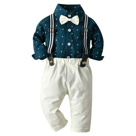 Ibtom Castle Toddler Baby Boys Christening Outfits Bow Tie Shirt+Suspenders Trousers Wedding Birthday Formal Baptism Outfit 4-5 Years Blue + White
Ibtom Castle Toddler Baby Boys Christening Outfits Bow Tie Shirt+Suspenders Trousers Wedding Birthday Formal Baptism Outfit 4-5 Years Blue + White