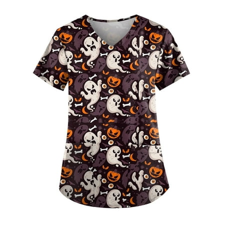 Qcmgmg Womens Scrub Tops Plus Size with Two Pockets Loose Fit Workwear Pumpkin Ghost Bat Cute Blouses for Ladies Short Sleeve Casual Medical Scrubs V Neck Uniform Shirts for Women Dark Purple XL
Qcmgmg Womens Scrub Tops Plus Size with Two Pockets Loose Fit Workwear Pumpkin Ghost Bat Cute Blouses for Ladies Short Sleeve Casual Medical Scrubs V Neck Uniform Shirts for Women Dark Purple XL