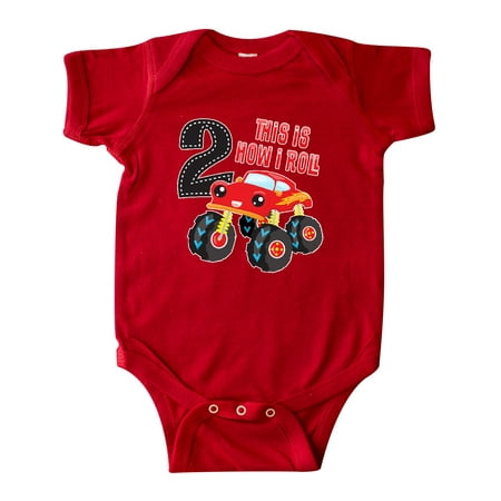 Inktastic Monster Truck How I Roll 2nd Birthday Gift Baby Boy Bodysuit