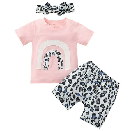 EHTMSAK Newborn Infant Baby Toddler Girl 3PCS Outfits Short Sleeve Summer T Shirts and Leopard Shorts Set Clothing Set Rainbow with Headband Pink 0-2Y 100
EHTMSAK Newborn Infant Baby Toddler Girl 3PCS Outfits Short Sleeve Summer T Shirts and Leopard Shorts Set Clothing Set Rainbow with Headband Pink 0-2Y 100