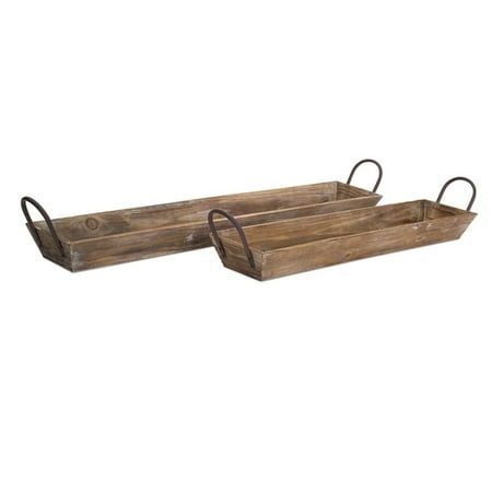 Set of 2 Decorative and Distressed Brown Wooden Trays with Handles 36.5
Set of 2 Decorative and Distressed Brown Wooden Trays with Handles 36.5