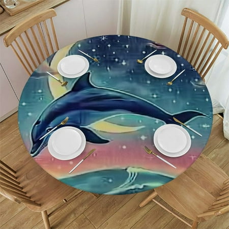 Sheronv Dolphin Night Sky Moon Round Table Cover Stain Resistant Washable 100% Polyester Great for Indoor Outdoor Tablecloth Kitchen Dining Wedding Parties Waterproof Resistant Fabric 31 -35 
Sheronv Dolphin Night Sky Moon Round Table Cover Stain Resistant Washable 100% Polyester Great for Indoor Outdoor Tablecloth Kitchen Dining Wedding Parties Waterproof Resistant Fabric 31 -35