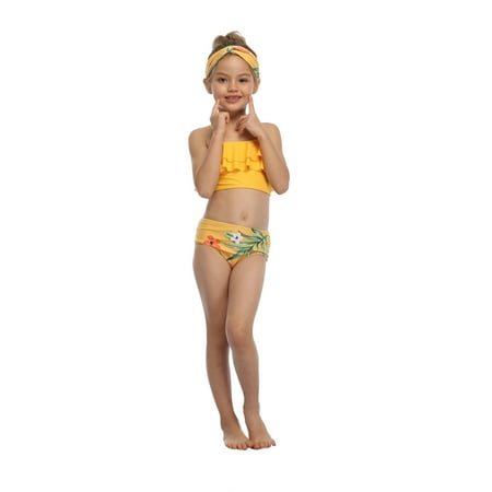 

Owl s-Yard Children Girls 2pcs Split Swimwear Set Sleeveless Vest Cropped Top + Beach Flower Shorts Sleeveless Tankini Bikini Set CQH