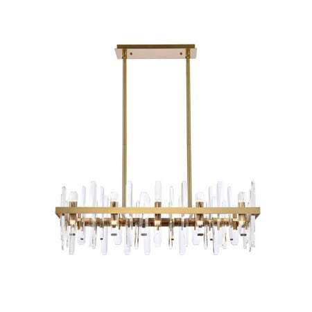 Serena 36 inch crystal rectangle chandelier in satin gold